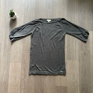 Michael Kors Grey Statement Sleeve Boatneck Angora Sweater